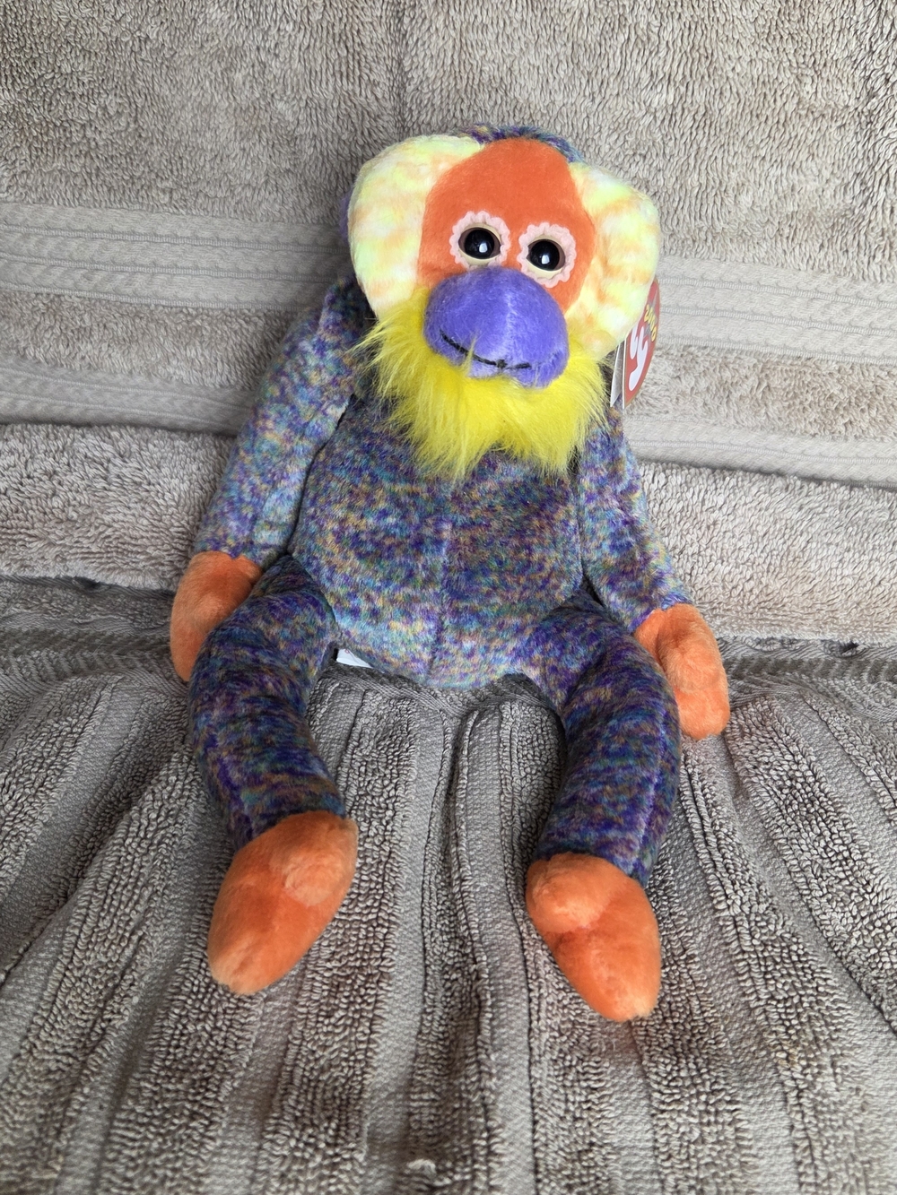 Vintage 2000 Ty Beanie Bananas Monkey Multicolored